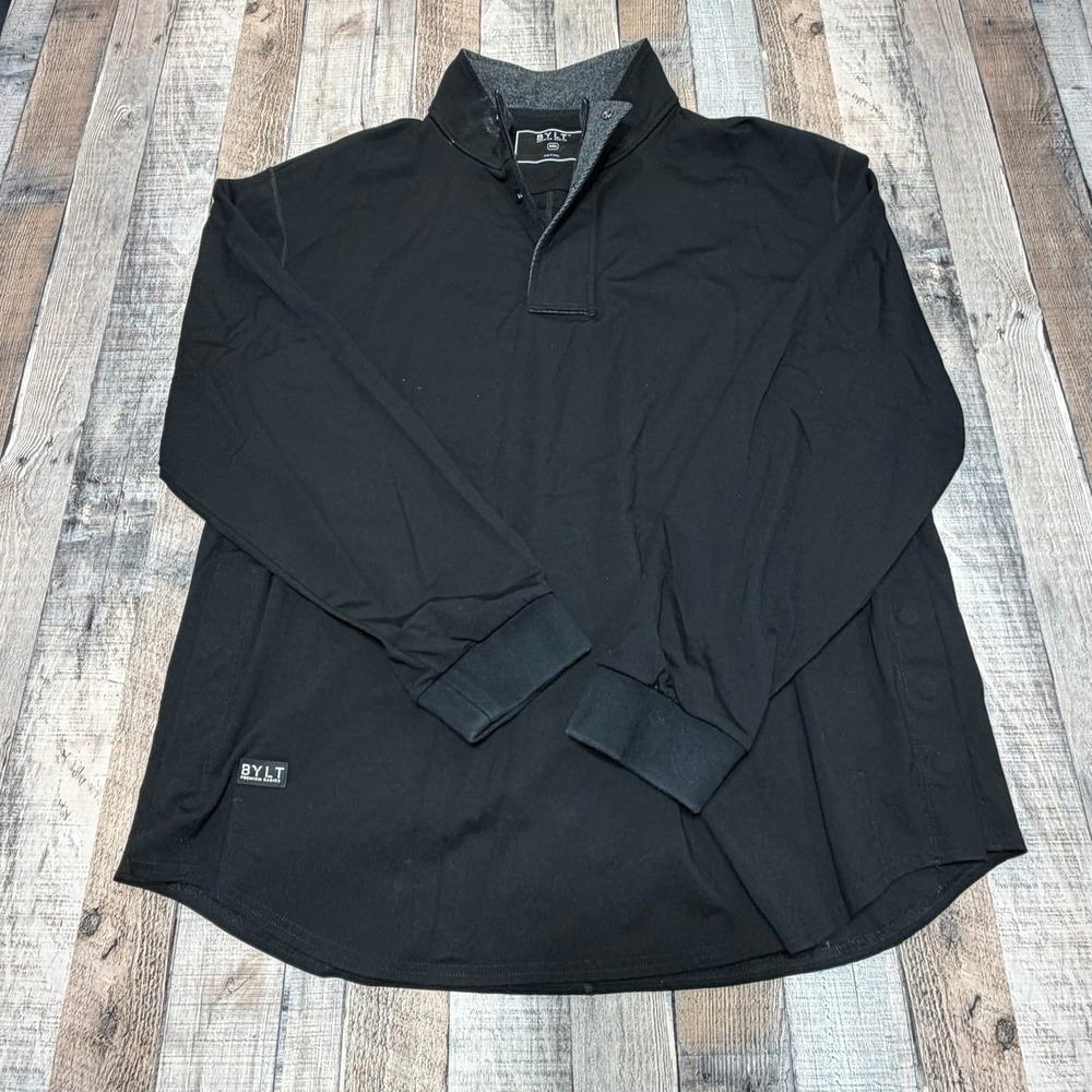 BYLT Premium Basics Pullover Mens XXL Black Quarter Zip Snap Mock Neck Golf